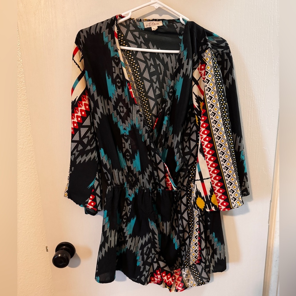 Elan Aztec Print Romper